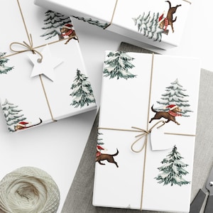 Chocolate  Labrador Retriever Christmas Wrapping Paper, Festive Gift Paper with Brown Labs in Santa Hats & Scarves, Lab Owner Gifts