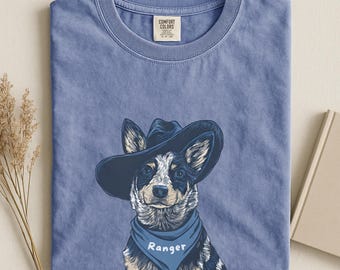 Personalized Blue Heeler Western Shirt, Custom Australian Cattle Dog Top, Dog Mom Gift, Cowboy Theme T-Shirt for Heeler Lovers