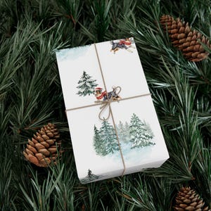 Watercolor Australian Shepherd Christmas Wrapping Paper Roll, Glossy or Matte Finish, Holiday Dog Lover Gift Wrap, Aussie Minimalist Wrap zdjęcie 4