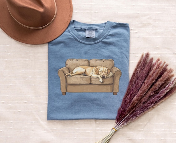 Yellow Labrador Retriever Shirt, Comfort Colors Dog Tee, Lazy Lab on Couch Graphic, Cute Dog Lover Gift, Cozy Unisex Pet Shirt