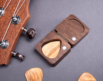 Plektrum-Set, Holz-Gitarren-Plektrum, Halter-Box für Plektren, Holz-Gitarren-Plektren mit Etui, Plektrum-Kit, Musiker, Vatertag Geburtstagsgeschenk