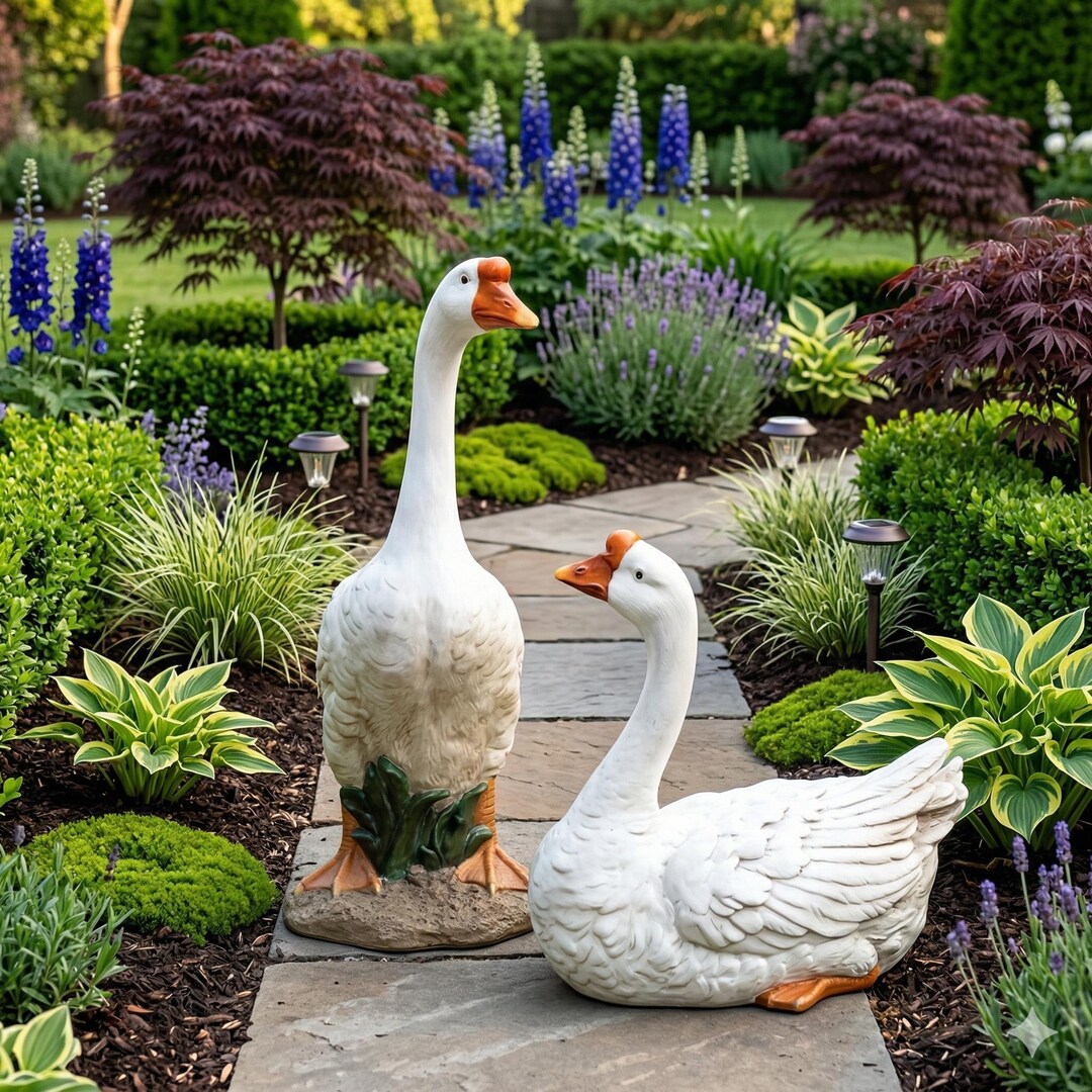 Porch Goose Statue Dress up Goose Garden Decor Resin Animal Sculpture ...