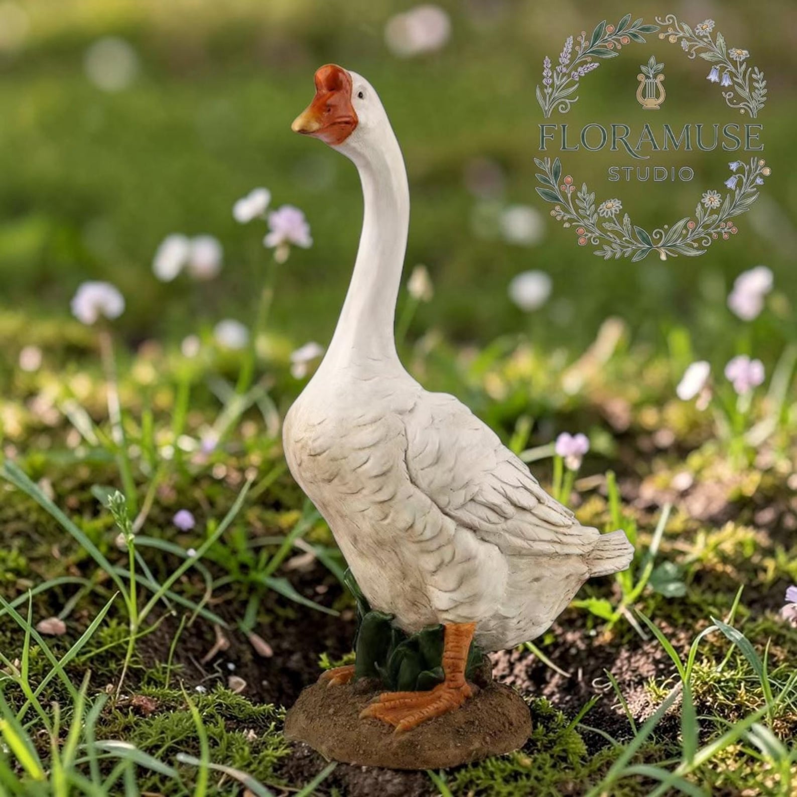 Porch Goose Statue Dress up Goose Garden Decor Resin Animal Sculpture ...