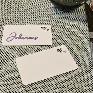 Tischkarte Hochzeit / Familienfeier Miniherzen handgemacht aus Natur/Fotokarton - einfach zum hinlegen - in verschiedenen Farben