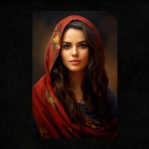 Persian Woman Portrait – Elegant Digital Wall Art, Printable Download, Cultural Home Decor