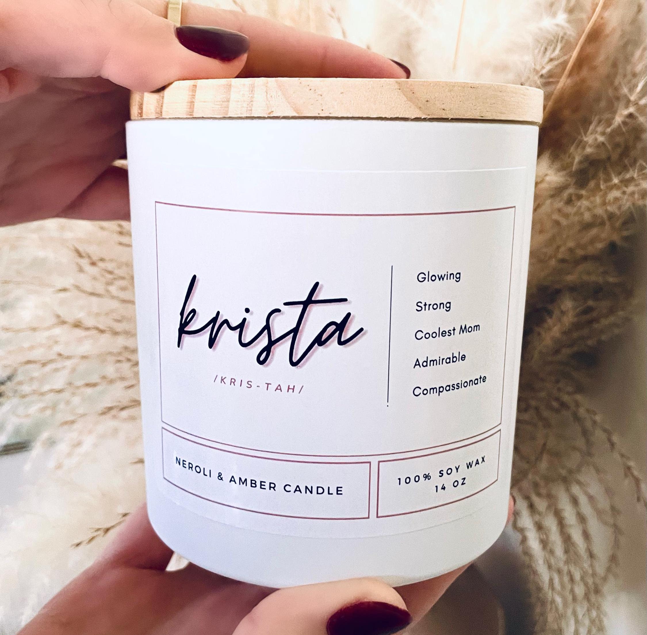 Personalized Bridesmaid Candle, Custom Name Candle, Birthday Gift, Name Definition, Bridal Party, Wedding, Engagement, Custom Message