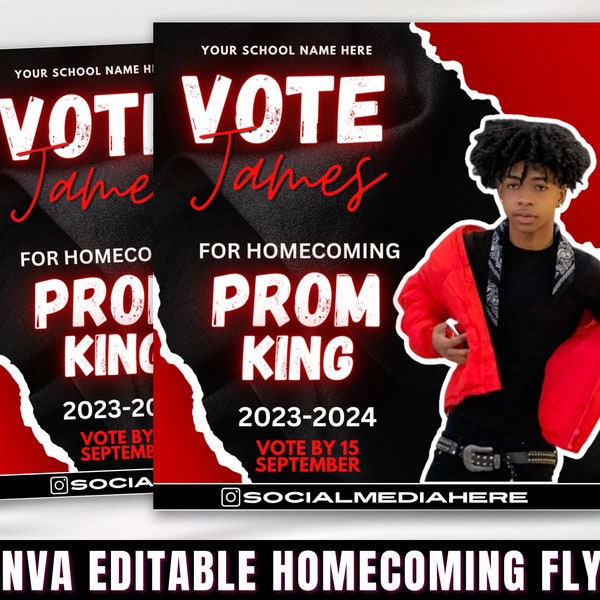 Vote Homecoming King Flyer, Homecoming Flyer, Campaign Flyer, Class Campaign Flyer, Election Flyer Prom Queen Flyer | DIY Editable Template