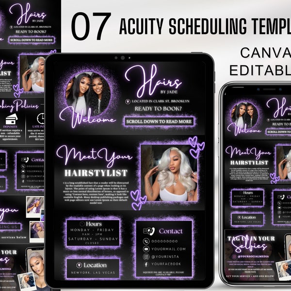 DIY Acuity Scheduling Site, Makeup booking site, lash tech booking site, hair stylist booking site, Canva DIY instant, Acuity booking site