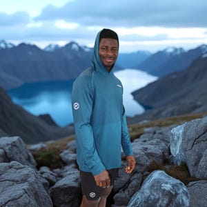 Sports Hoodie for Men Eco friendly Lightweight Teal Color Sustainable Athletic Gym Hoodie  Breathable Muscle Active wear Top by Gymkamel