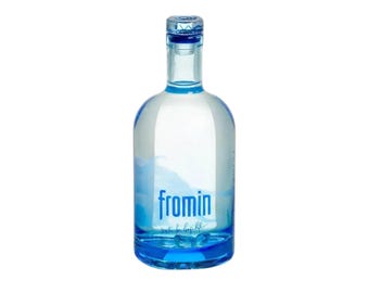 Fromin Crystal Water Bottle 700ml Blue Glass | Czech Ice Age Water, 3 Mountain Crystals