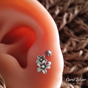 Flower Earrings, Silver Bloom Earrings, Flower Bouquet Earrings, Boho Studs, Silver Oxidized Studs, 925 Plumeria Bouquet Earring