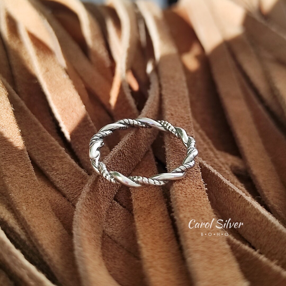 Anneau Large En Argent Sterling à Motifs Cordages Tressés - Neuf Sans Emballage