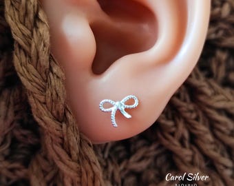 Sterling Silver Bow Stud Earrings · Coquette Ribbon Knot