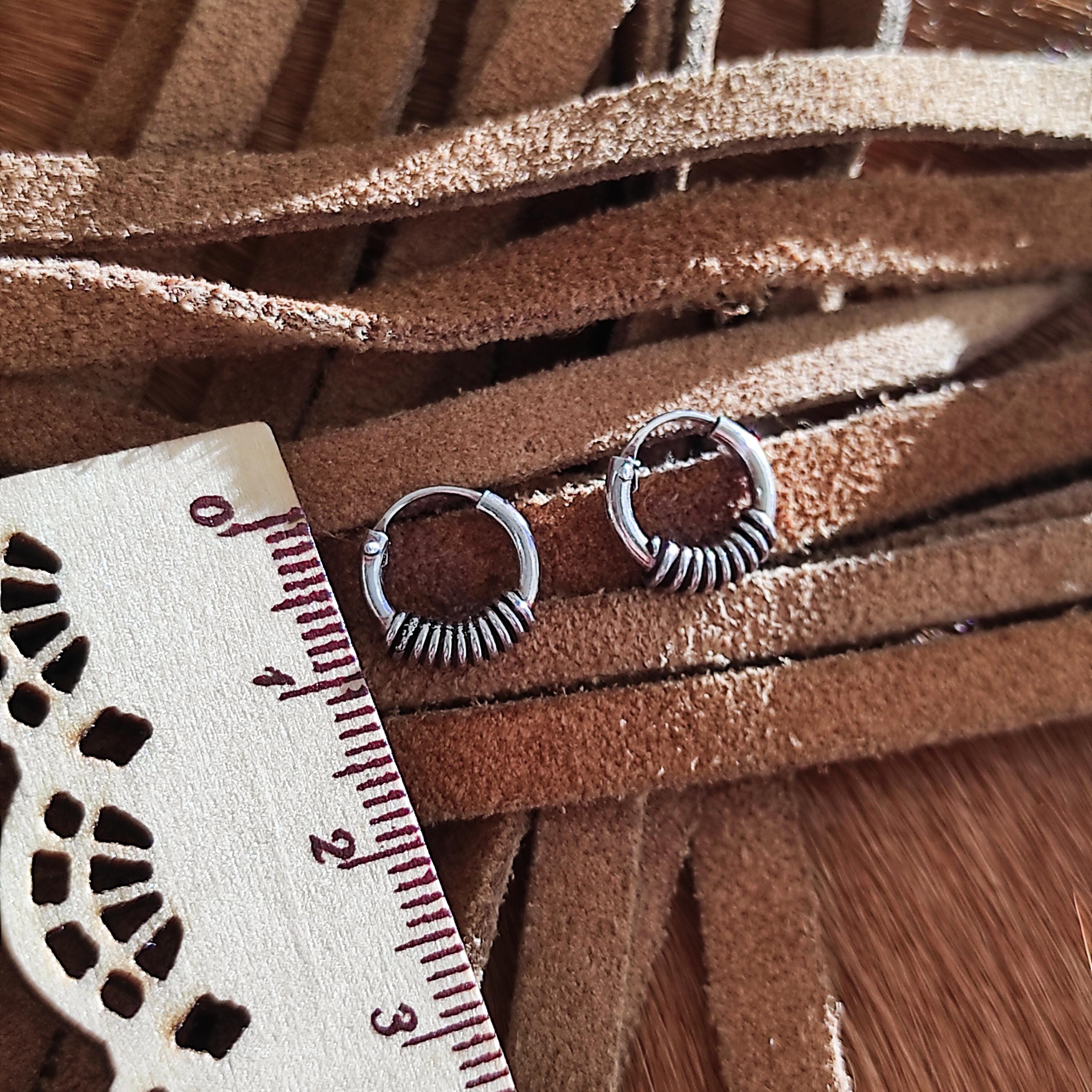 Bali Hoop Small Sleeper Earrings 8/10/12mm – 925 Sterling Silver Worked Design