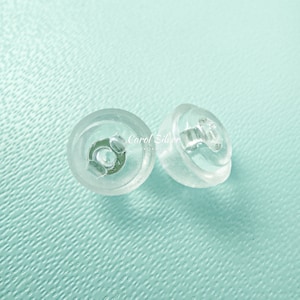 Stoppers for Earrings, Anti Friction Earring Backs, Sterling Silver and Soft Silicone Stopper for Stud, No Rub Closure for Earring. 4 Units.