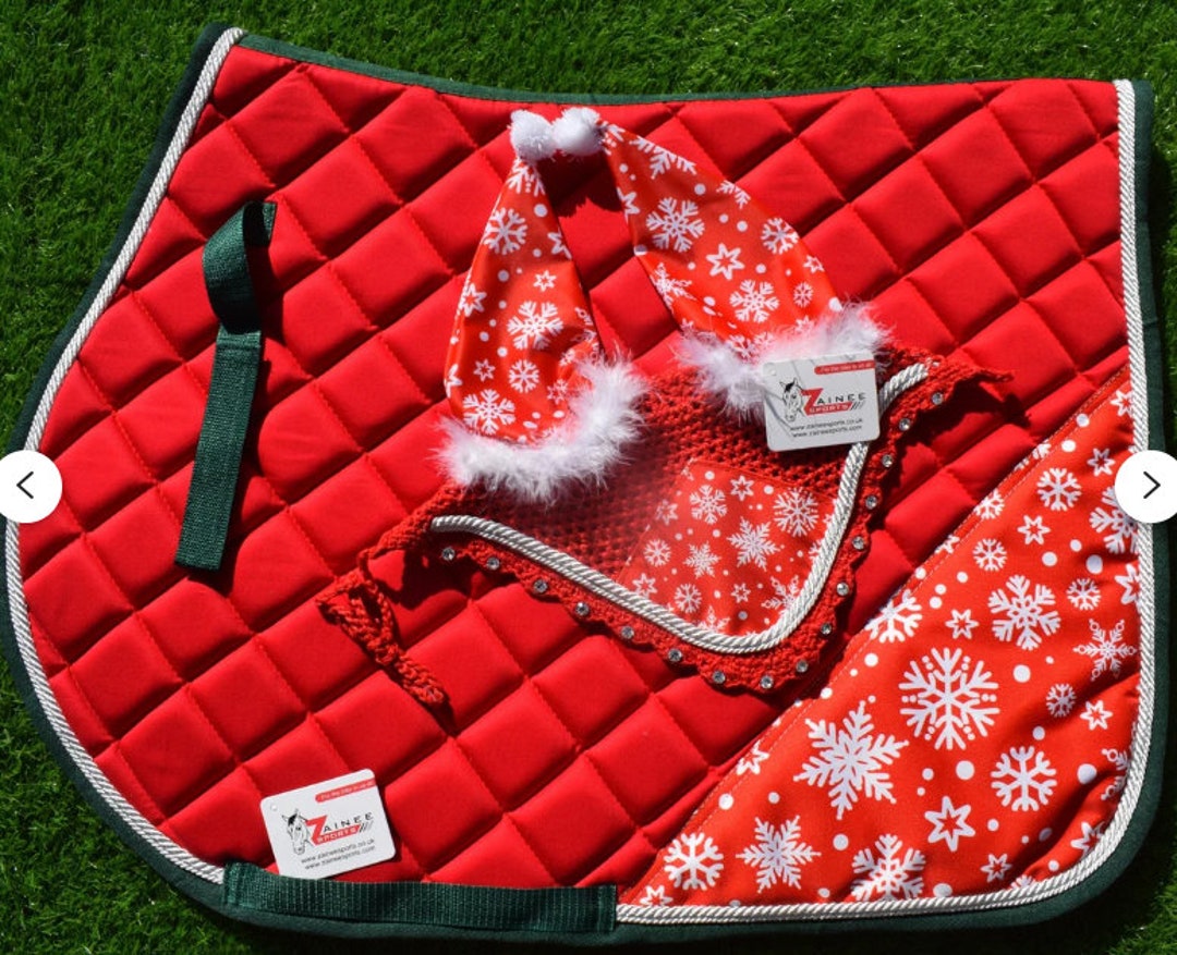 Handmade Snowflakes Christmas Costume for Horses English Saddle Pad Set