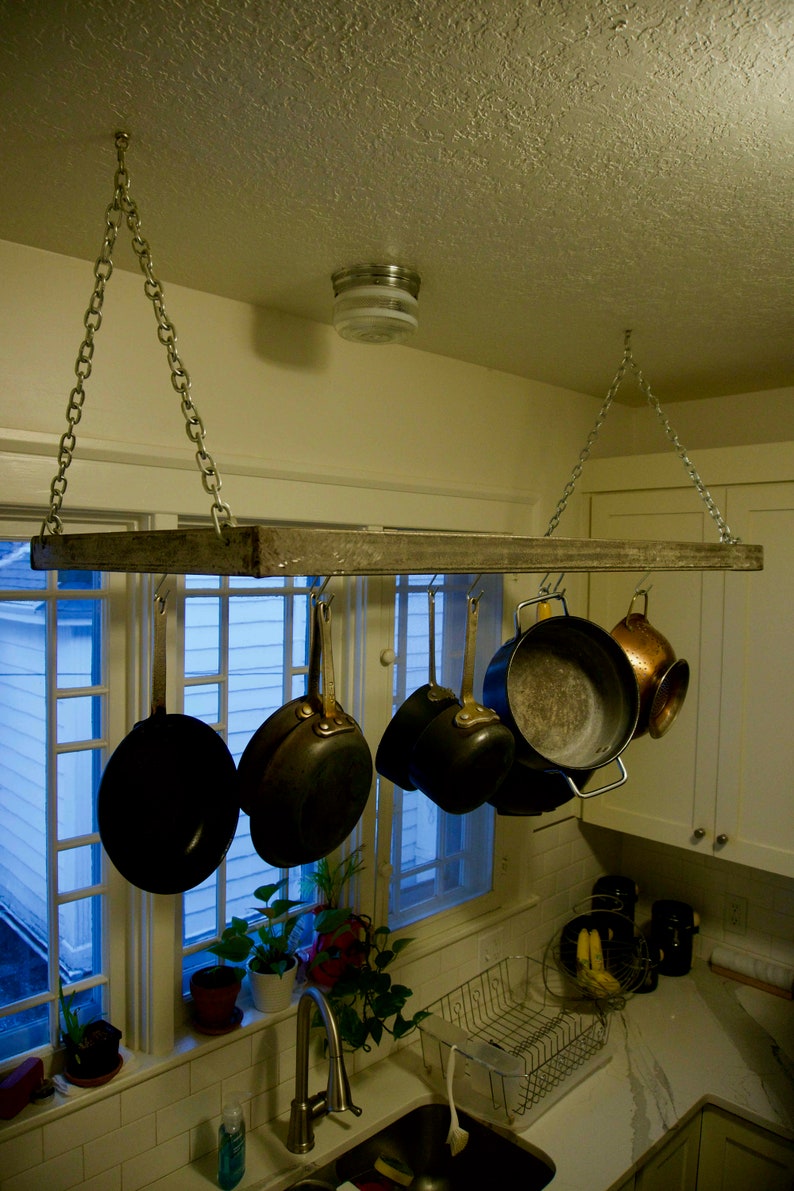 Pot Rack Chain Kitchen Pot Rack, Industrial Steel Pot Rack, Hand Crafted, Heavy Duty ...