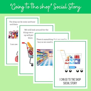 Going to the shop social story, social stories for going shopping , I can go to the supermarket, Autism visual aids, ADHD resources
