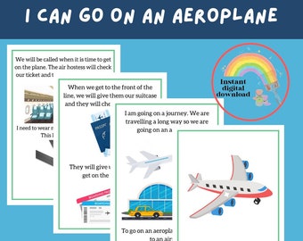 Historia social de avión, viajar en avión, historia social de avión, historia social de vacaciones, habilidades sociales de autismo, historia social de autismo