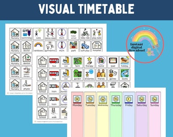 Visual timetable, daily routine now and next board, non verbal visual aid flashcards, now next and after communication mat ,visual aid