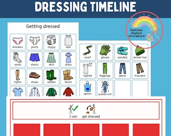 Getting dressed communication board sentence aid, non verbal visual aids, communication system, non verbal autism, communication aid
