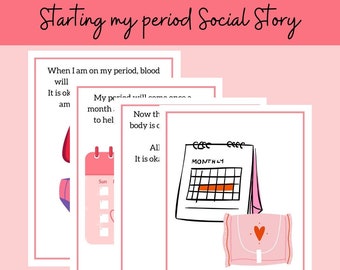 Comenzando mi periodo cuento social, cuentos sociales para niñas con autismo, niñas autistas, entendiendo la menstruación