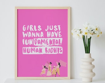 Girl power wall art, female empowerment, feminist movement wall art, girls bedroom poster, women empower women, digital download