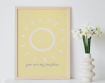Arte de pared "Eres mi sol", impresión de guardería en amarillo sol, ideas de diseño de guardería unisex, guardería en amarillo pastel sol, regalo para bebé recién nacido