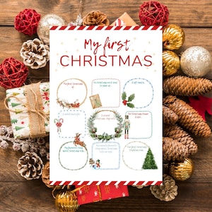 Primera impresión de recuerdo de Navidad del bebé, mi primera Navidad, libro de registro del bebé, recuerdos de Navidad del bebé, tradición navideña para la primera vez del bebé