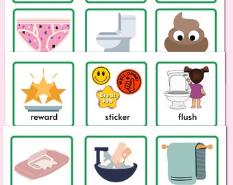 Potty training visual flashcards, toddler toilet training aids, visual routine for toddlers, sen toileting routine and visual cards