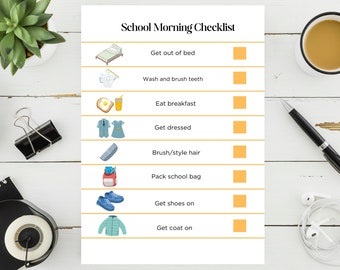 Daily routine visual checklist, Morning routine for children, School morning jobs list, SEN checklist for school mornings