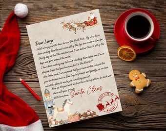 Gepersonaliseerde kerstbrief, kerstmanbrief, brief van de Noordpool, gepersonaliseerde brief van de kerstman, bewerkbare kerstbrief