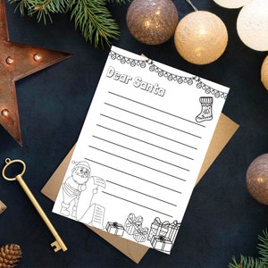 Carta de niño pequeño a Papá Noel, hoja para colorear de Papá Noel, correo de Santa, lista de Papá Noel para niños pequeños, lista de Navidad preescolar, publicación de Navidad