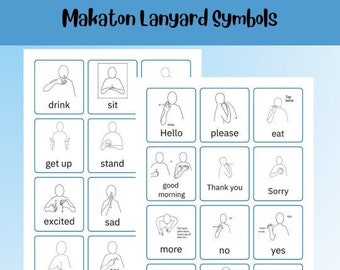 Makaton communication lanyard symbols, emotions visuals, basic classroom symbols, non verbal communication aids, communication in print