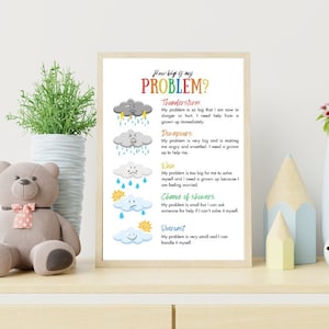 How big is my problem, self-regulation for children, zones of regulation wall art, promoting problem solving skills and independence