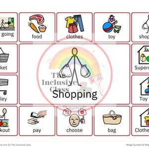 Shopping communication aid, non verbal communication, ASD tools and techniques, language support for toddlers, going shopping