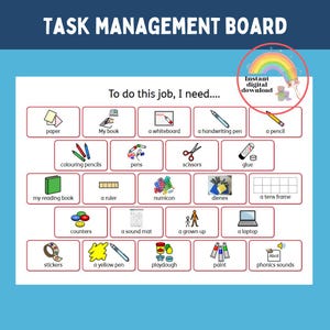 Aufgabenmanagement-Board, nonverbale Kommunikation, ASD-Tools und -Techniken, Exekutivfunktion, Aufgabenboard-Visuals, ich brauche Visuelles für die Schule