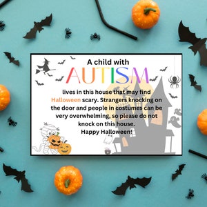 Halloween door sign, trick or treat sign, Autism friendly Halloween, Halloween welcome sign, Halloween sensory, No trick or treaters sign