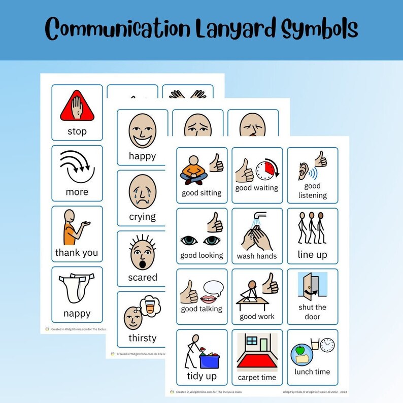 Pecs Communication Lanyard Symbols, Emotions Visuals, Basic Classroom
