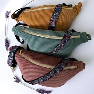 Sac banane en velours côtelé, sac à main femme, fait main en France, cadeau anniversaire