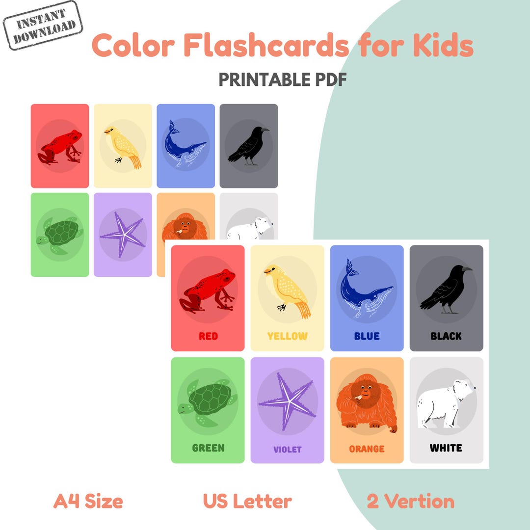 Color Flashcards for Kids – Montessori-inspired Printable Color Cards ...