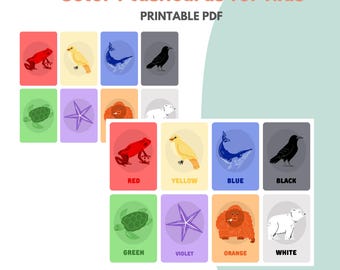 Color Flashcards for Kids – Montessori-Inspired Printable Color Cards with Animals