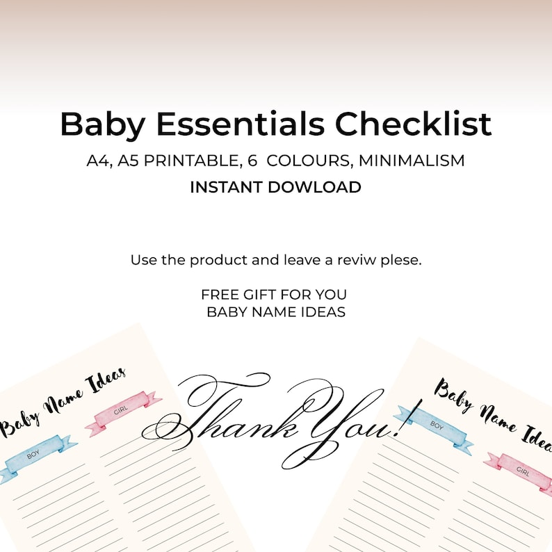 Baby Essentials Checklist Printable, Nursery Checklist, Newborn Checklist, Baby Registry ...