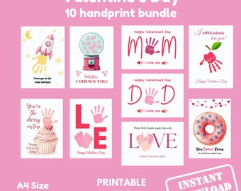 Cards for mom Handprint Card for Parents, Printable Kids Craft, Mom and Dad Valentine Card, Handprint and Footprint Card, Digital Download