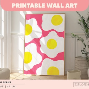 Printable Art Egg Kitchen Illustrated Art Print | AirBnb Host Wall Art | Instant Access Download JPGs | Retro Wall Art