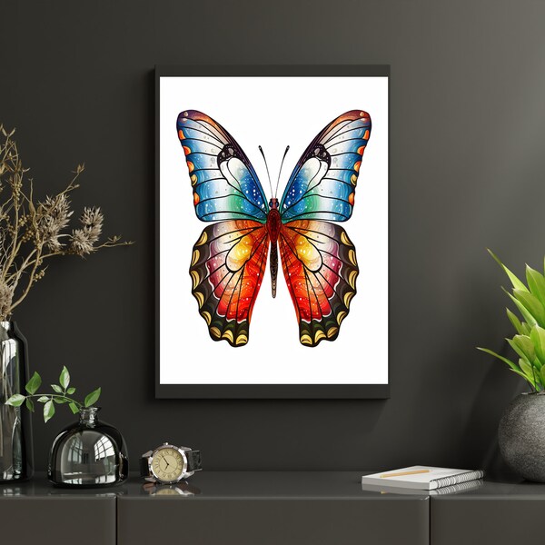 Beautiful Vibrant layered and Psychedelic Butterflies Digital clipart PNG