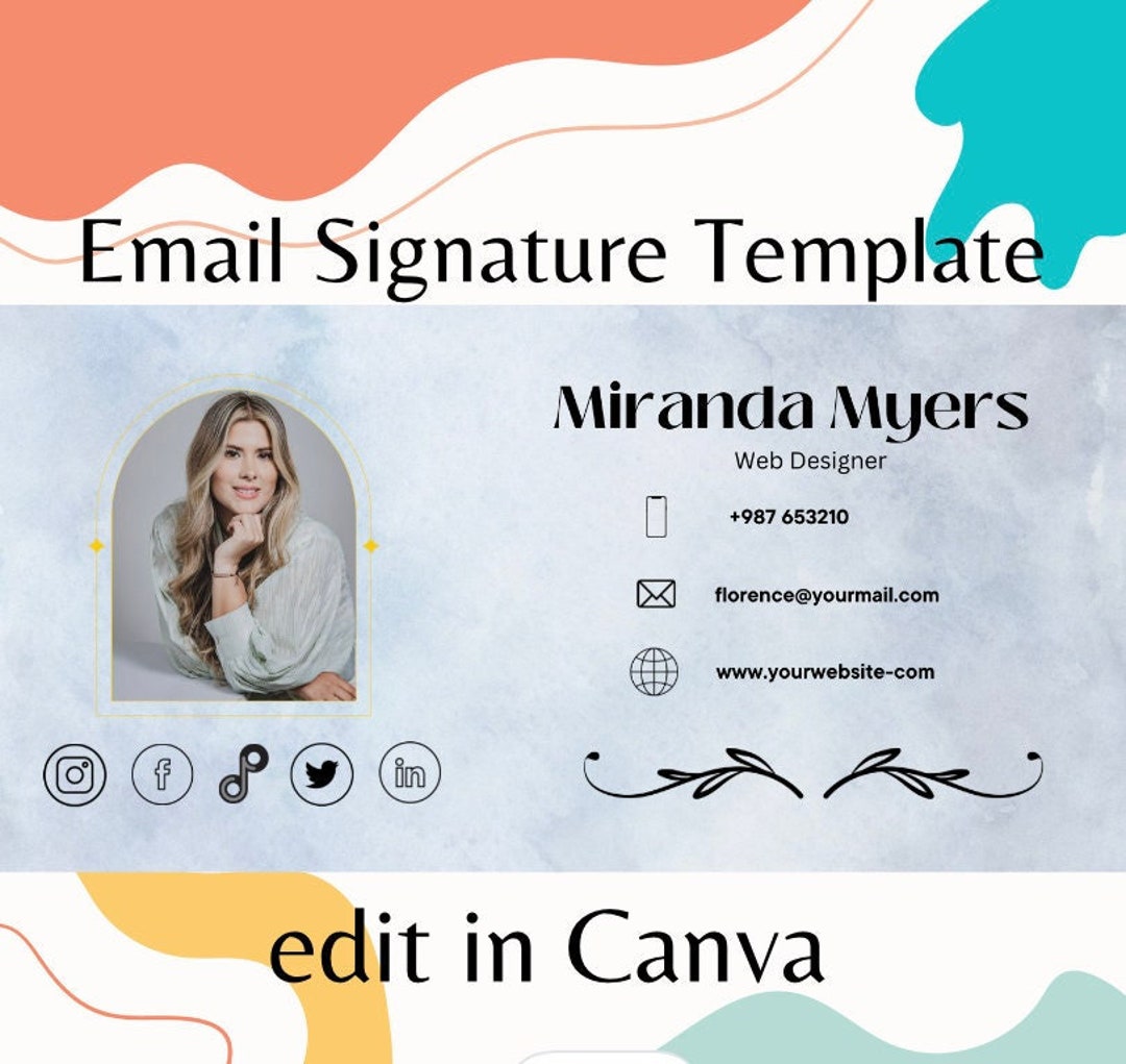 Watercolor Email Signature Template editable - Etsy