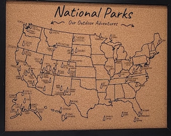 National Parks Corkboard Travel Tracker