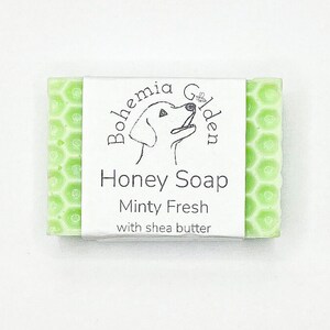 Minty Fresh Honey Soap with Shea Butter, Honeycomb Soap, Natural Body Soap, No Artificial Fragrances, Palm Oil Free, Cleansing Bar