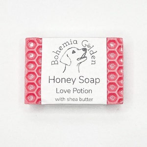 Love Potion Honey Soap with Shea Butter, Scented Body Soap, Honeycomb Soap, No Artificial Fragrances, Palm Oil Free Soap, Cleansing Bar